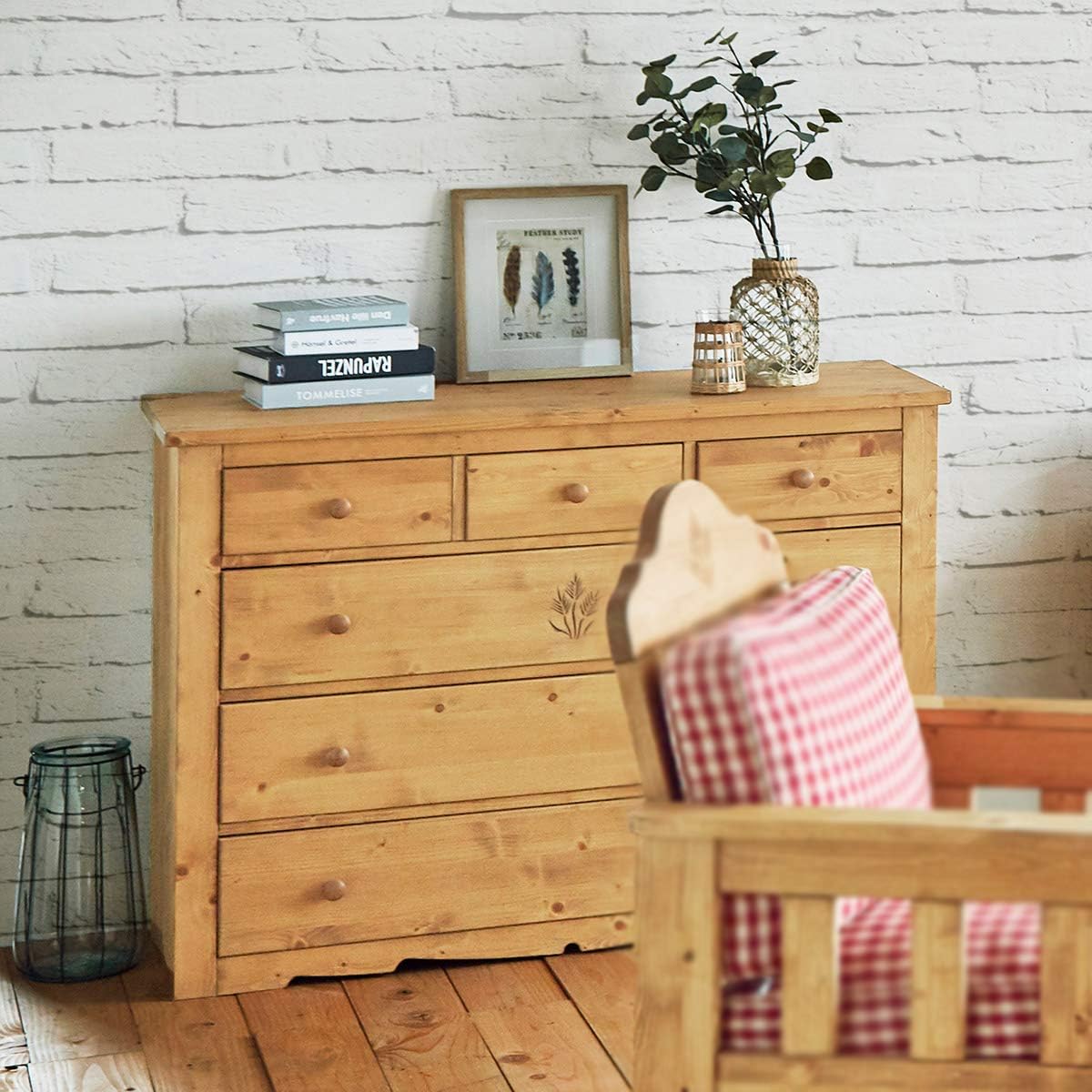Amazon カントリー家具 チェスト パイン 完成品 手作り ナチュラル 北欧カントリー風 カントリー調 チェスト タンス オンライン通販