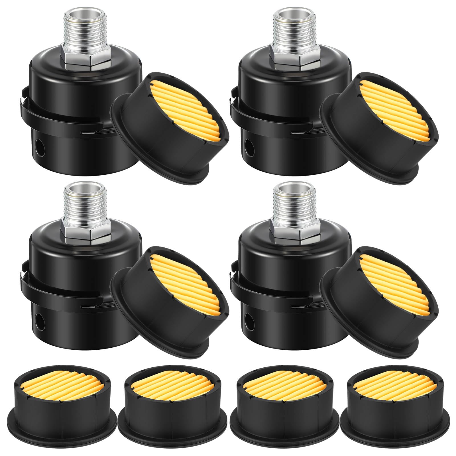 Photo 1 of Threlaco 4 Pack Air Compressor Silencer, 1/2'' Air Compressor Intake Filter Silencer and 20mm Filter Noise Muffler Replacement Parts