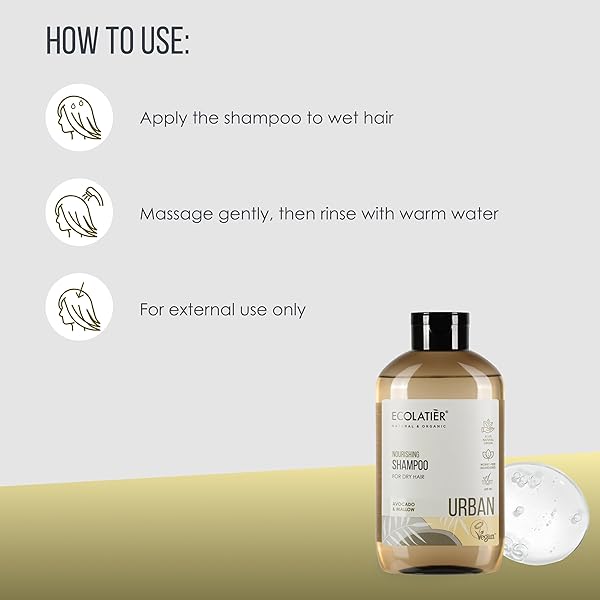 ECOLATIÈR MOISTURIZING SHAMPOO FOR DRY HAIR – AVOCADO OIL, VEGAN, 97.8% NATURAL INGREDIENTS, MOISTURIZING & NON-TOXIC, GENTLE FOR DRY SCALP SHAMPOO, IDEAL FOR DAILY USE, 20.3 FL OZ
