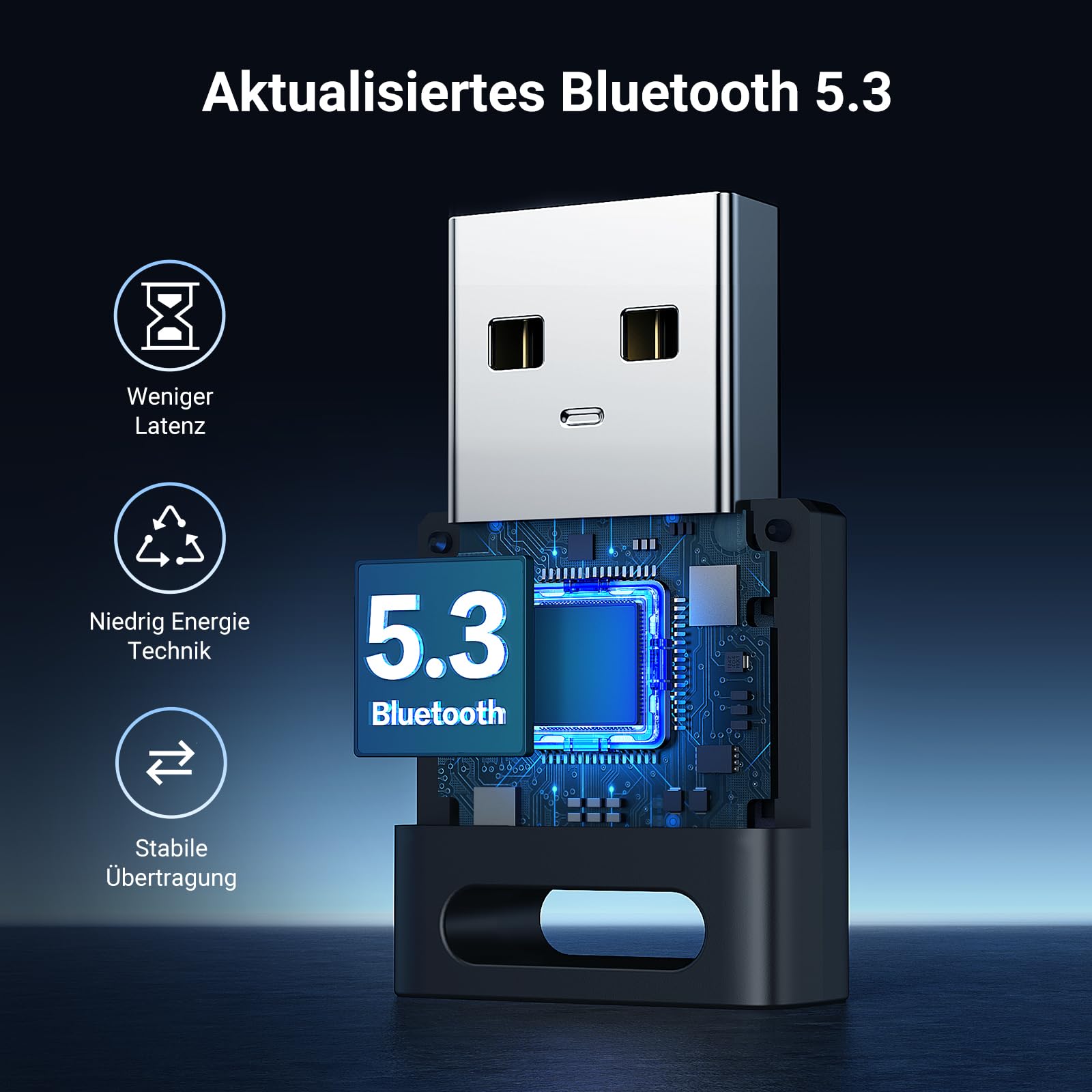 UGREEN Bluetooth Adapter 5.3 für PC, USB Dongle für Desktop, Computer, Laptop, Stick Unterstützt Windows11/10/8.1, Plug und Play 2