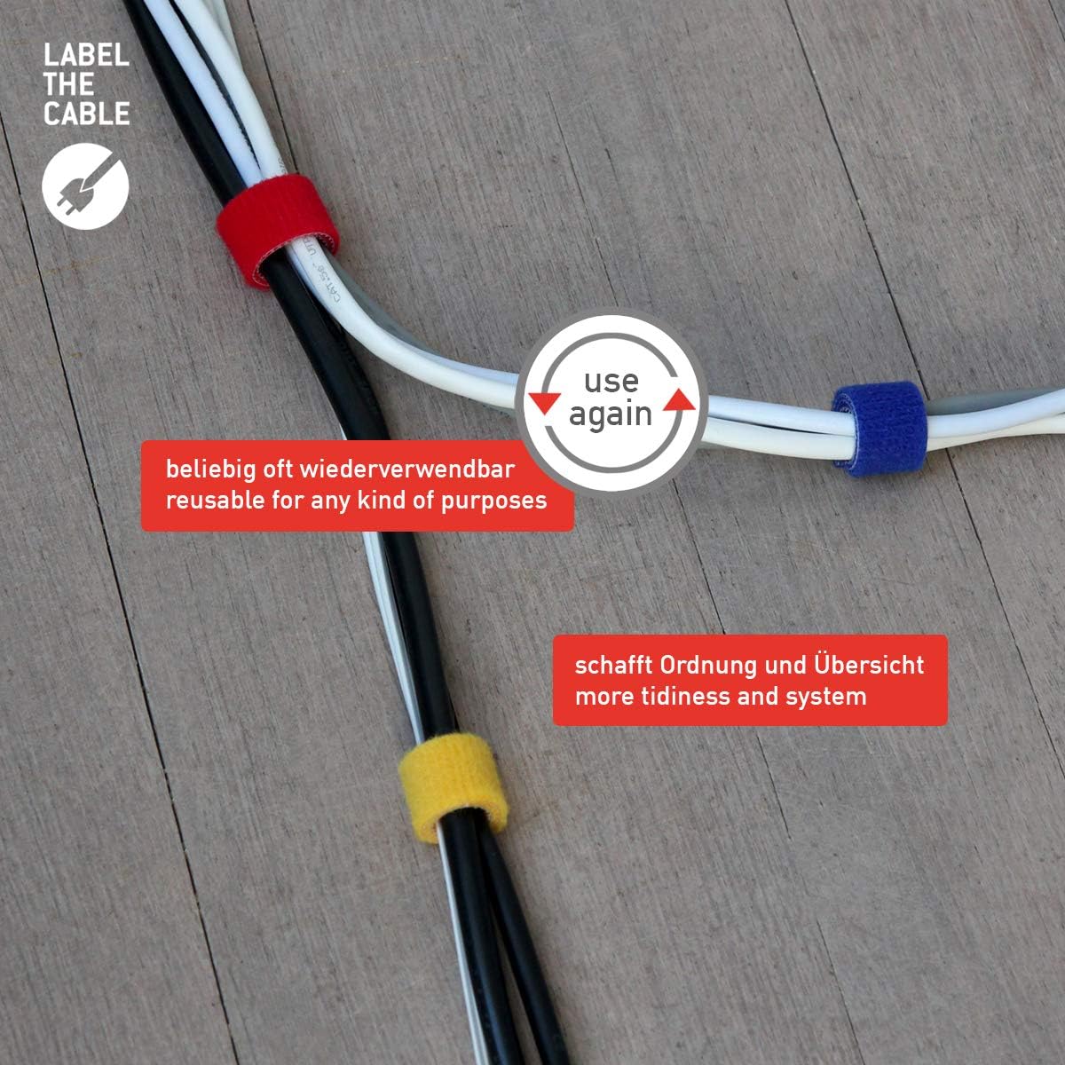 LABEL THE CABLE Roll of Double-Sided Hook and Loop Tape, Cable Ties Roll for Perfect Cable Management, Velour Quality - Image 4