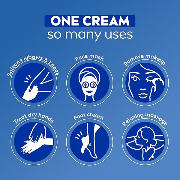 NIVEA CREME FACE, HAND AND BODY MOISTURIZER CREAM, RICH BODY CREAM FOR DRY SKIN WITH PROVITAMIN B5, FAST-ABSORBING AND NON-COMEDOGENIC, FOR DAILY USE ON ALL SKIN TYPES, 16 OZ JAR