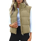 Polu Cropped Puffer Vest Women Sleeveless Stand Collar Padded Gilet Winter Lightweight Puffy Vest