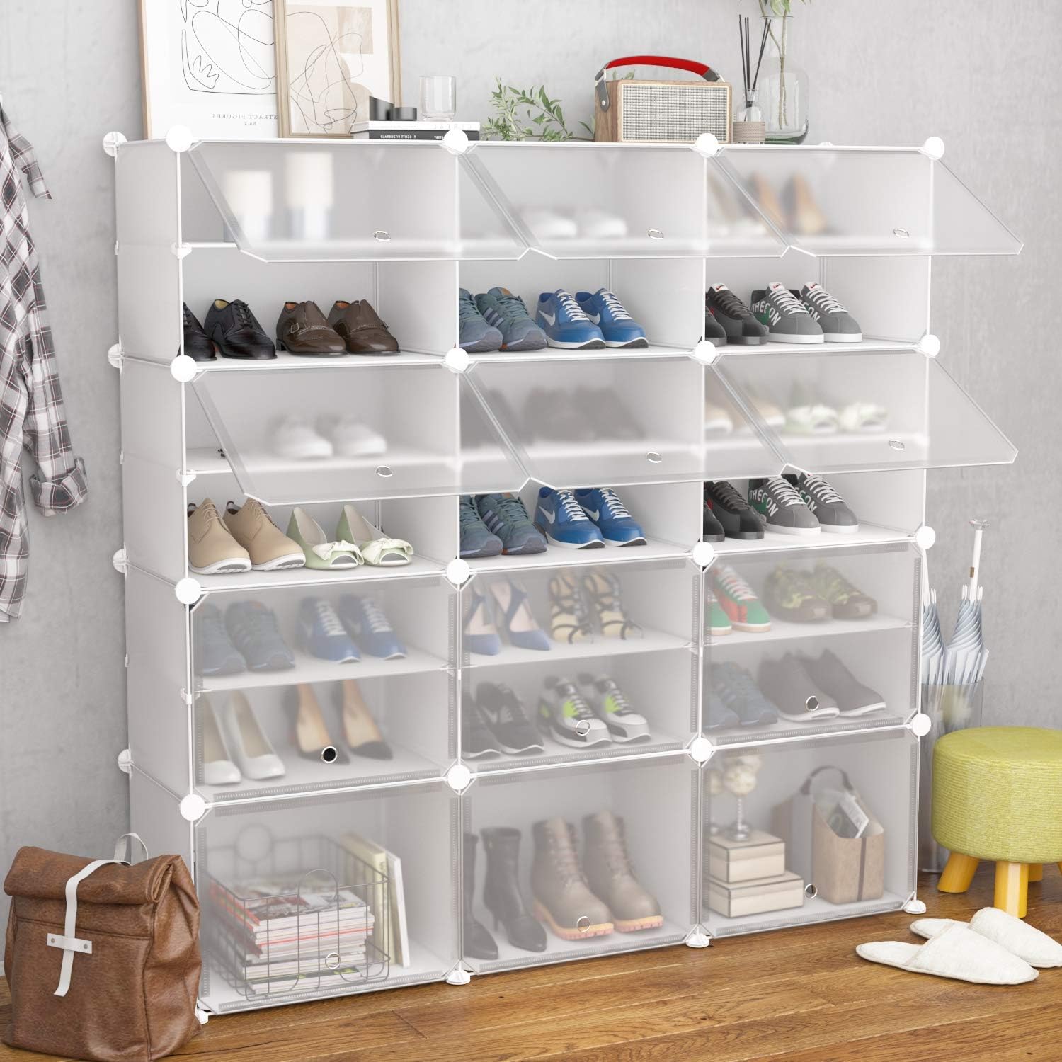 JOISCOPE Portable Shoe Storage Organizer Tower, White, Modular