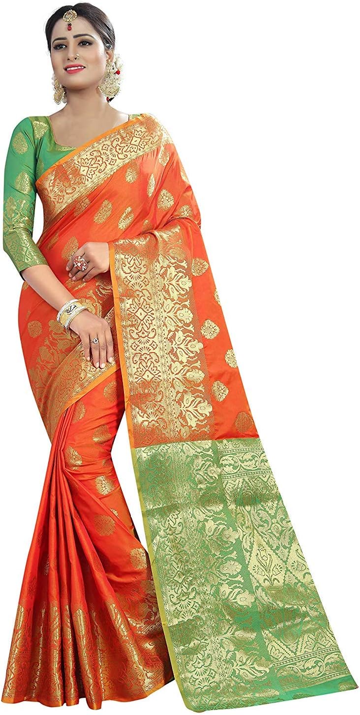 Women's Banarasi Silk Saree With Blouse Piece