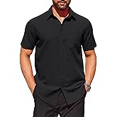 COOFANDY Mens Short Sleeve Dress Shirts Wrinkle Free Button Down Shirts Stain Shield Shirts with Pocket