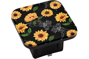 Swono Sunflowers Square Receiver Hitch Covers Vintage Bloom Yellow Sunflowers Heavy-Duty Trailer Hitch Tube Cover Plug Cap for Pickups SUVs Cars, 2 Inch Receivers Diameter