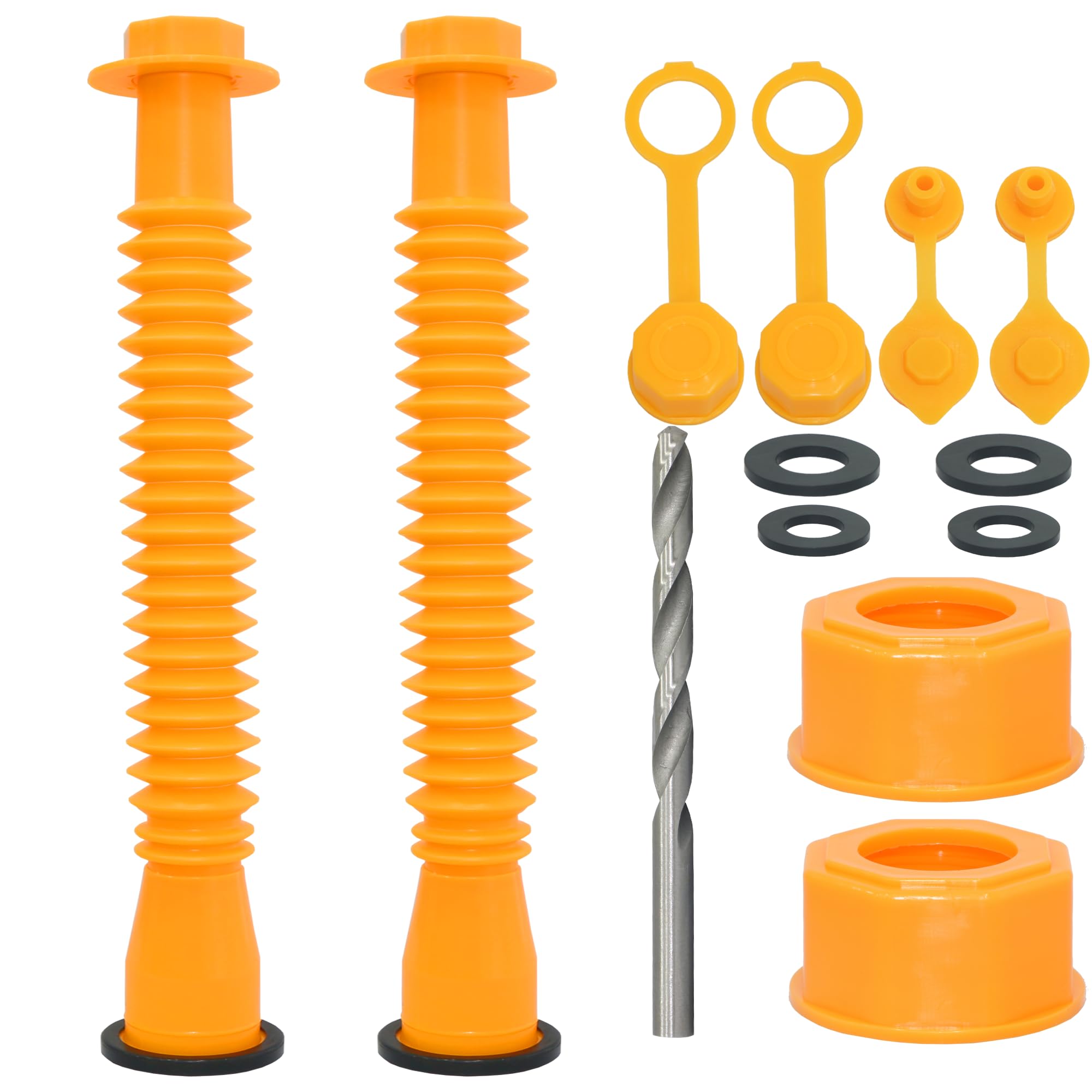 GENHOU Gas Can Spout Replacement, Gas Can Nozzle, (2 Kit-Yellow) Flexible Pour Nozzle Suitable for Most 1/2/5/10 Gal Oil Cans, Fuel Can Spout Replacement