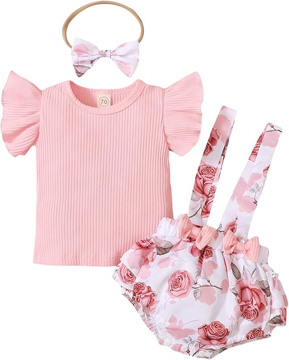 Amazon Co Jp キッズ Tシャツ 肌着 セットアップ ベビー服 退院着 出産祝い ロンパース 半袖 女の子 新生児 サロペット ショートパンツ ヘッドバンド 3点セット 赤ちゃん 服 カバーオール かわいい スカート 幼児服 夏 韓国 写真 普段 お出かけ 服 ファッション小物