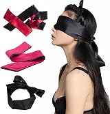 AWAVM Silk Satin Blindfold 3Pcs Eye Mask Sleep Mask Black Red Rose view 6