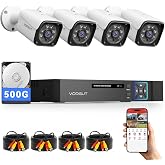 VORGUT Wired Security Camera System Outdoor, 4X 3MP CCTV Camera, 500G HDD | 4CH 5MP Lite AHD Surveillance DVR Kit, IP66 Waterproof Metal Shell, Remote Access,Smart Detection,24/7 Record, Night Vision