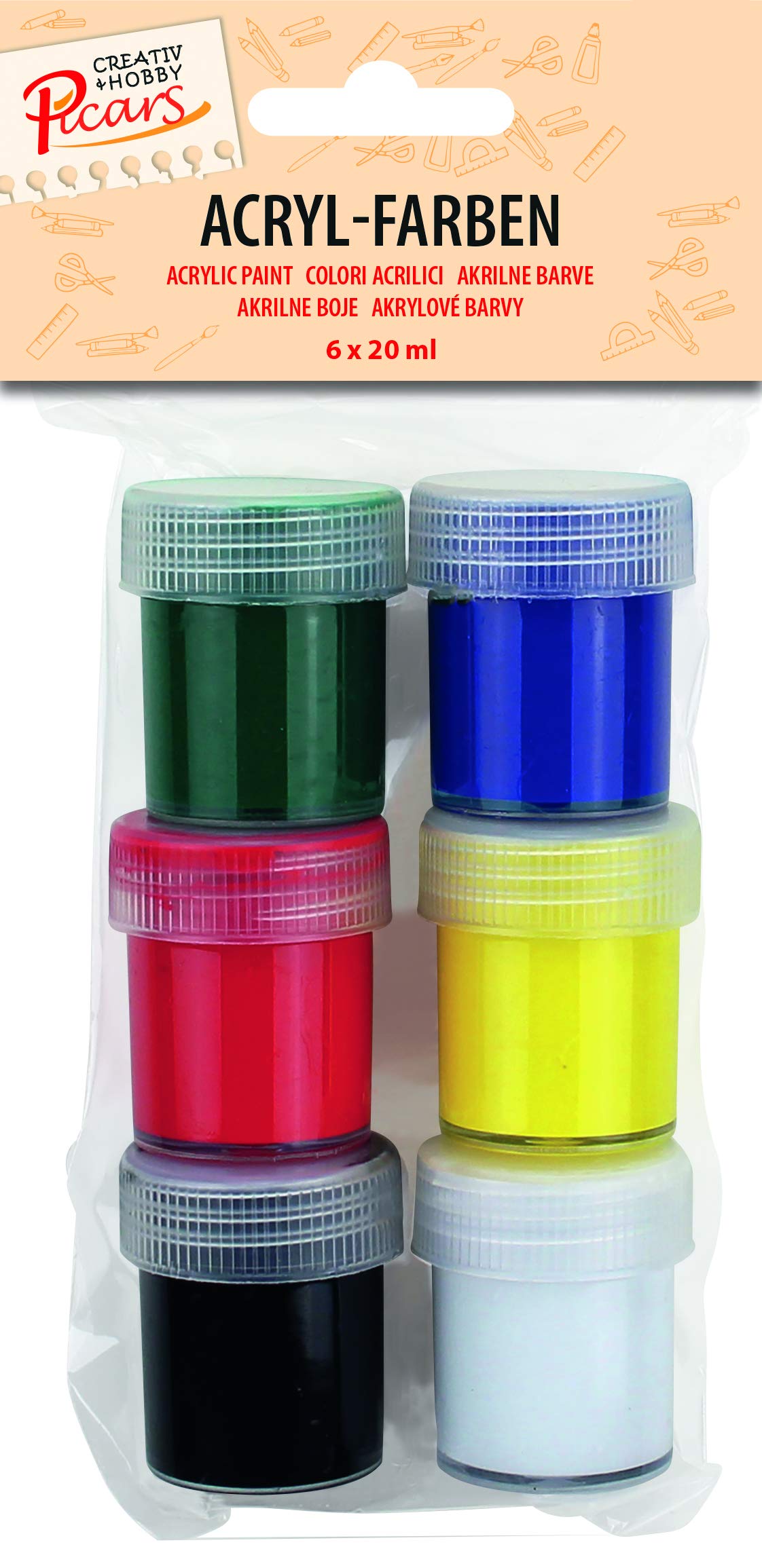 Kleiber Acrylic Paints, Blue, White, Green, Red, Yellow, Black, Compact