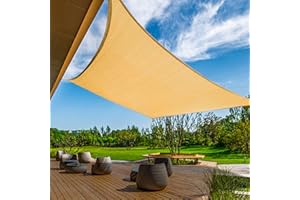 KANAGAWA Sun Shade Sail 20'x20' Sand Rectangle UV Block Canopy Awning Shelter Fabric Cloth Screen for Outdoor Patio Garden Backyard