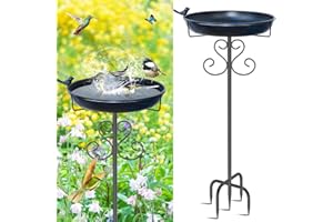 ODSNANIE Metal Bird Bath for Outside, 40 Inch Tall Vintage Freestanding Birdbaths Bowl with Bird Statue, Sturdy 5-Pronged Base Birdfeeder for Outdoors Garden Patio Yard Lawn Decor (Vintage Blue)