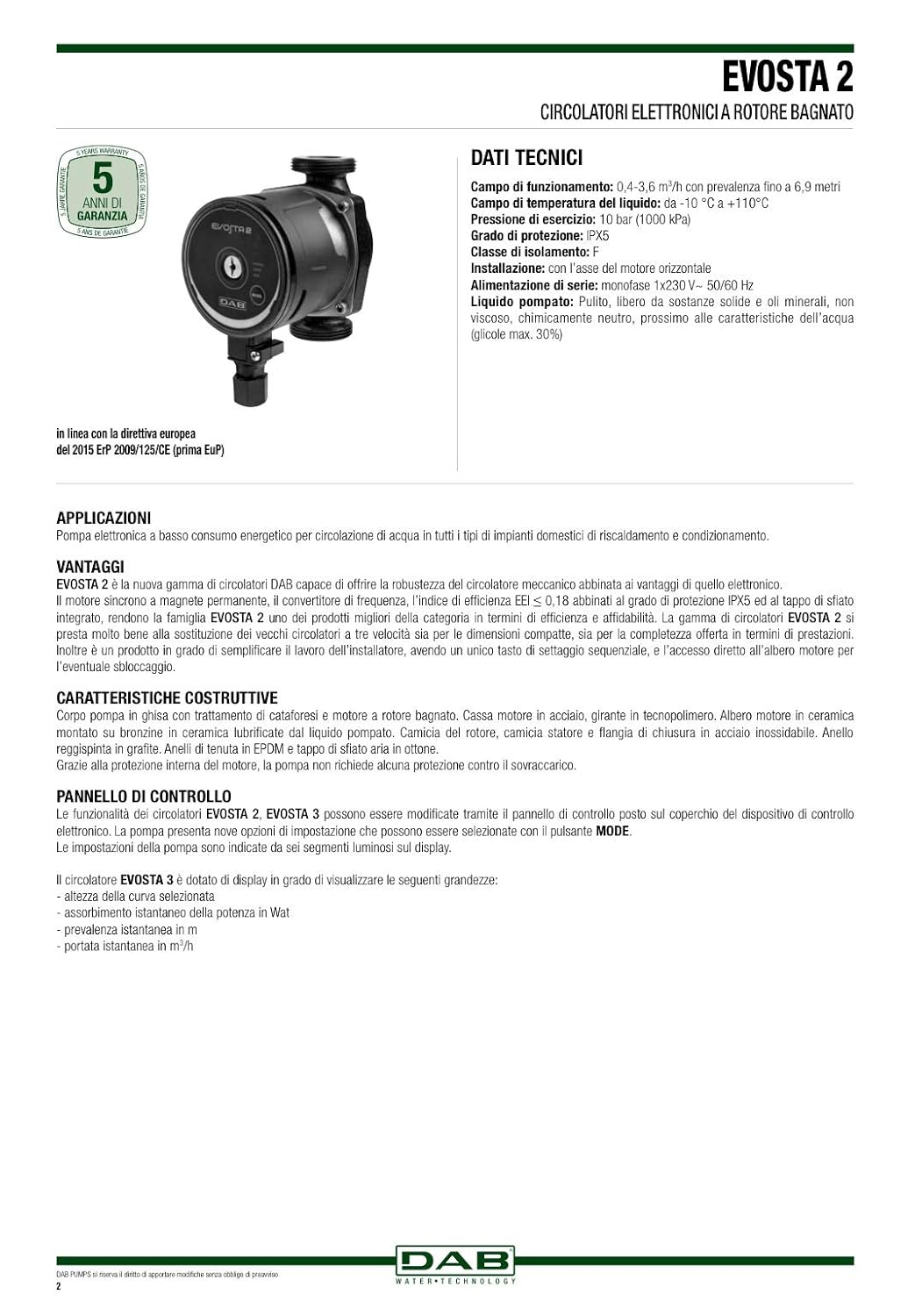 DAB EVOSTA 2 40-70/130 1\" Elektronisch geregelte Umwalzpumpe: Amazon.de ...