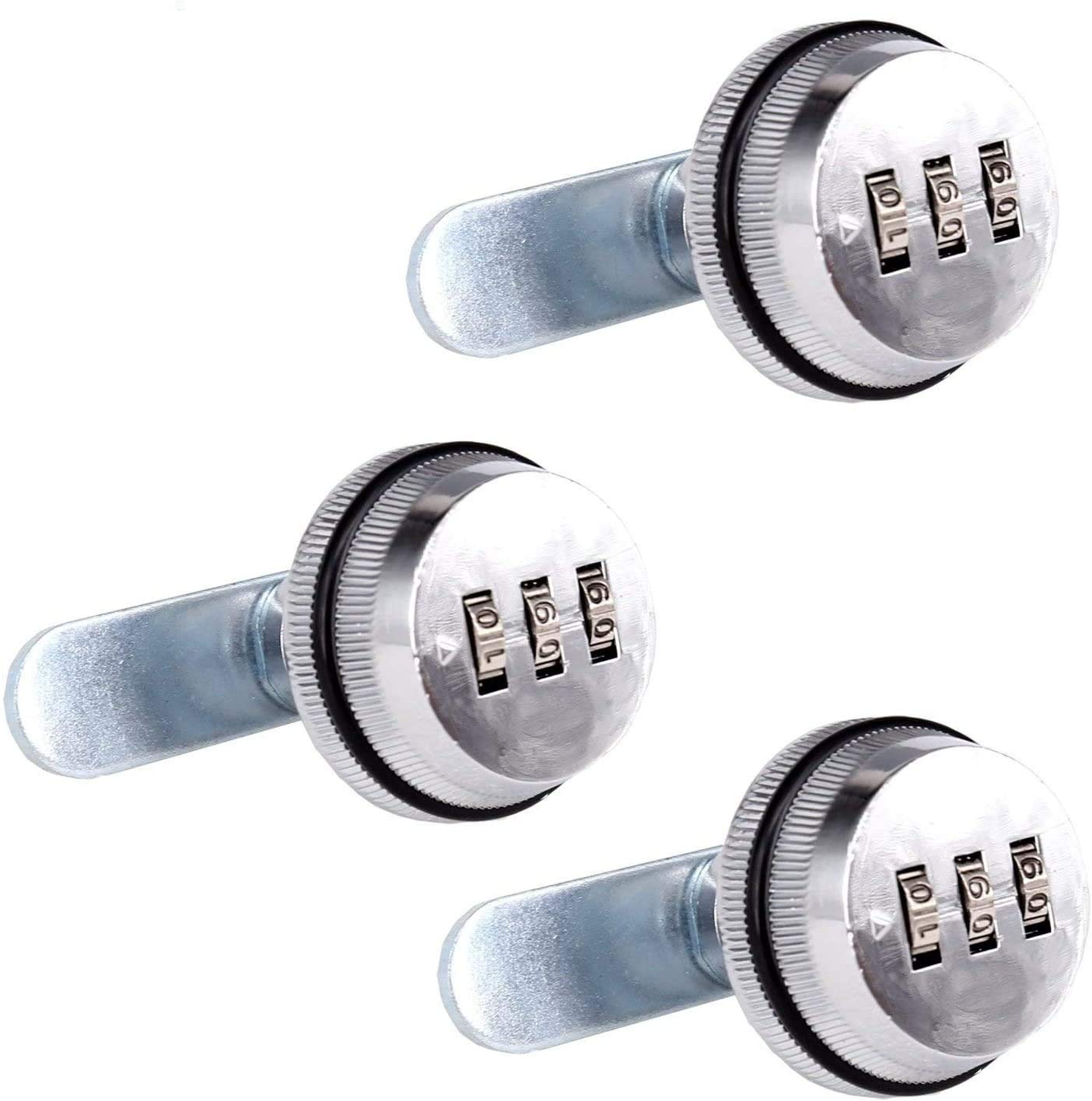 Spotact Combination Cam Lock Security Locks Bright Chrome Zinc Alloy Password Coded Lock for Box Cabinet (3 Pcs) (3cm)