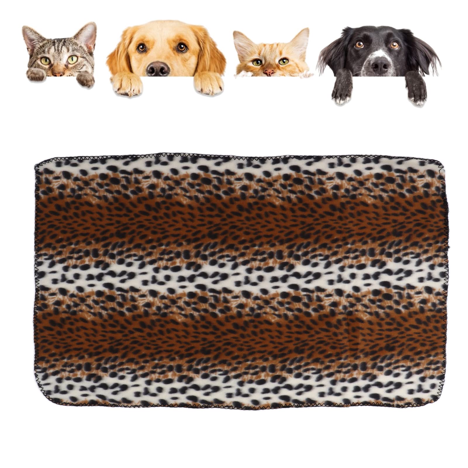 Pssopp Pet Blanket Warm and Soft Plush Fleece Receiving Blankets Flannel Throw Dog Blankets for Small Dogs Fluffy Cats(M Leopard print)
