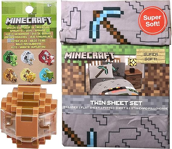 Amazon Minecraft スポーン ラビットエッグフィギュア 8ビットシェルディスプレイケース ダイヤモンドつる 剣 キッズシートセット おもちゃ おもちゃ