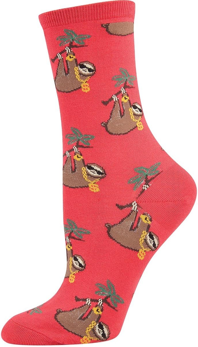 Socksmith Women's Socks Sloth Bling Crew Raspberry 1pair