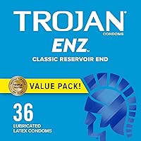TROJAN ENZ Lubricated Condoms, Latex Condoms For Contraception and STI Protection, America’s Number One Condom, 36 Count Valu