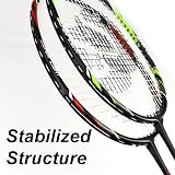 Senston 2 Pieces Graphite Shaft Badminton Racket Isometric Head Red Green view 2