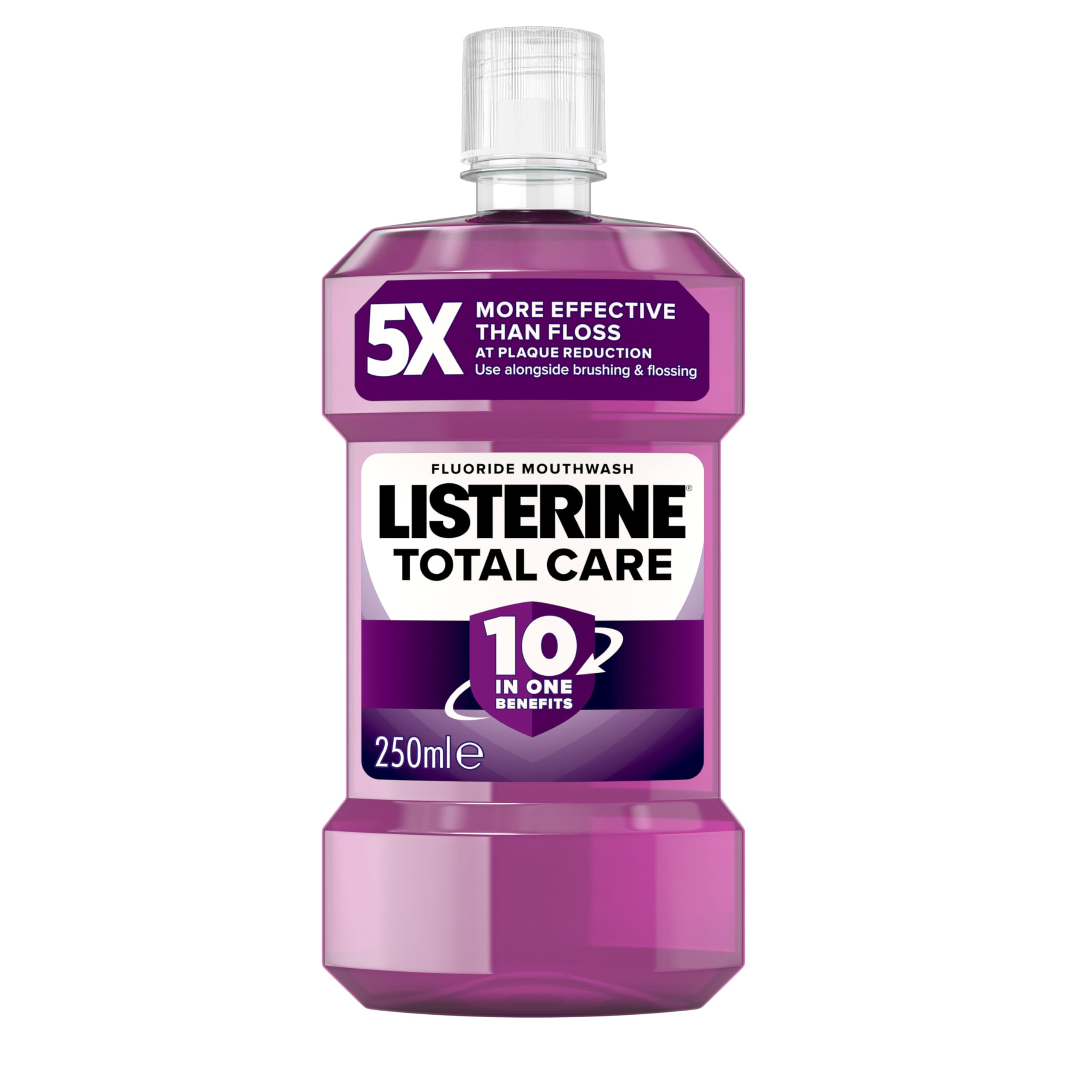 Listerine Total Care Antibacterial Mouthwash (250ml), Caring and Cleansing Mouthwash to Freshen Breath with 10-in-1 Benefits, Clean Mint-Flavoured