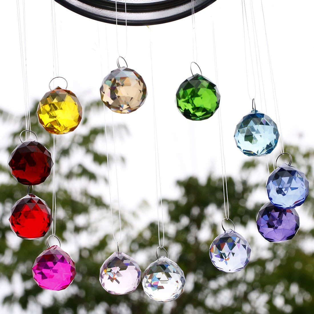 30mm Colorful Crystal Ball Prisms Glass Suncatcher Chandelier DIY Ornament Parts Decorations, pack of 12, Multi-color - 12pcs 30mm - Image 5