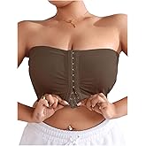 MakeMeChic Women's Plus Size Strapless Bras Front Closure Half Push Up Bra Bandeau Wireless Bralette for Large Bust