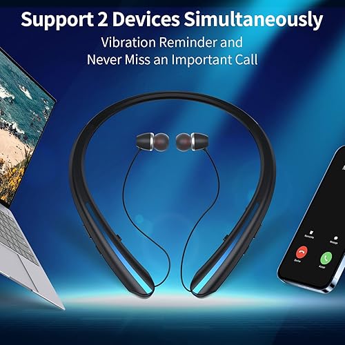 Neckband Bluetooth Headphones, Retractable Earbuds Wireless