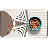 Dog Food Mats for Floors Waterproof, Cat Water Bowl Mats Pet Feeding Absorbent Mat Placemats for Food and Water Brown Bohemia 12 * 20 inch