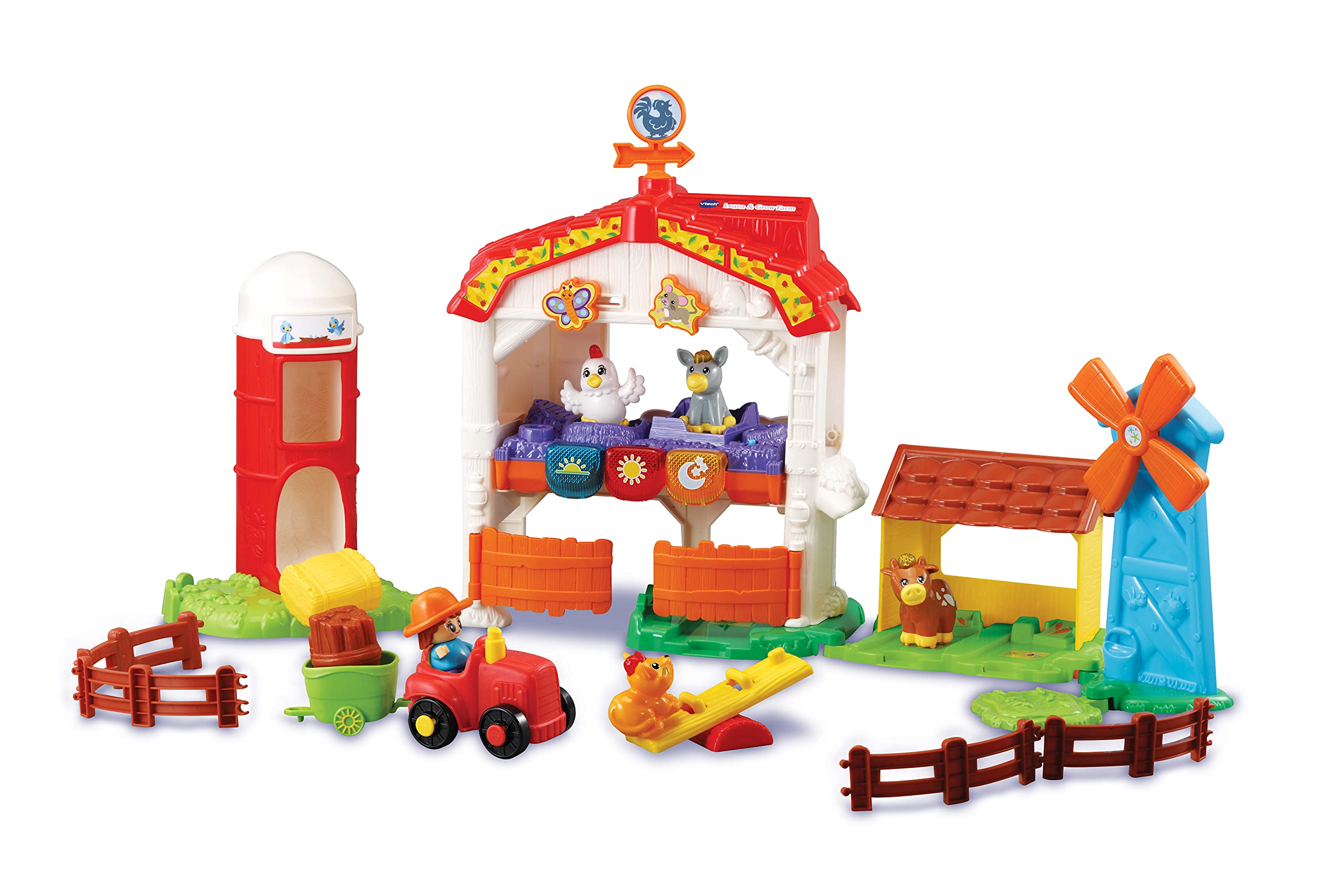 VTech Learn & Grow Farm, Farm Toys with 2 Modes of Play, Educational Toy with Farm Animals, Baby Music Toy with Sounds and Phrases, Toddler Learning Toys, Ages 1 to 5 Years , English Version