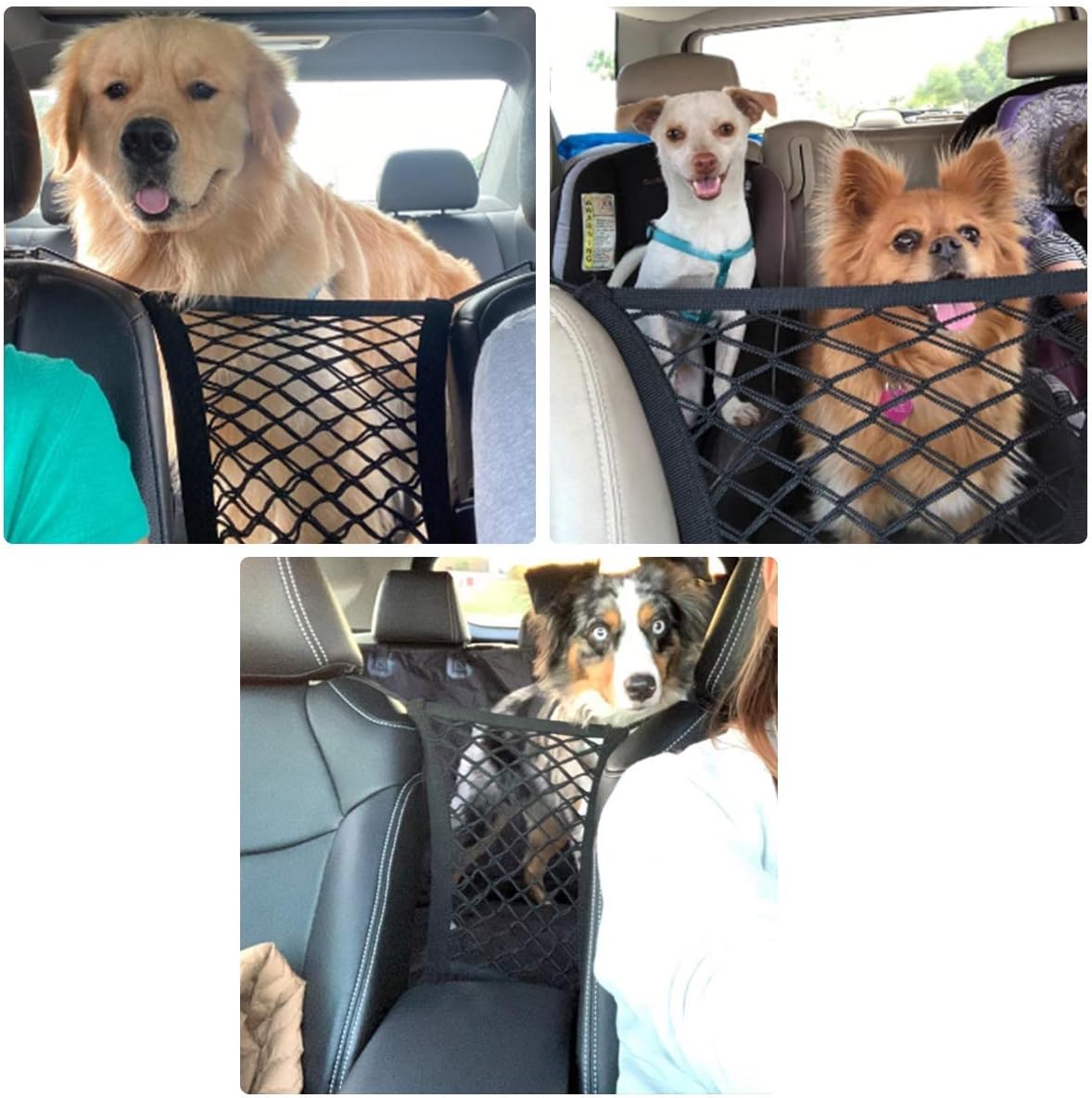 AUTOWN Car Dog Barrier, Dog Net for Car Between Seats, Pet Net Barrier Front Seat, Car Mesh Barrier Back Seat, Universal Stretchy Car Seat Storage Mesh Net : Pet Supplies