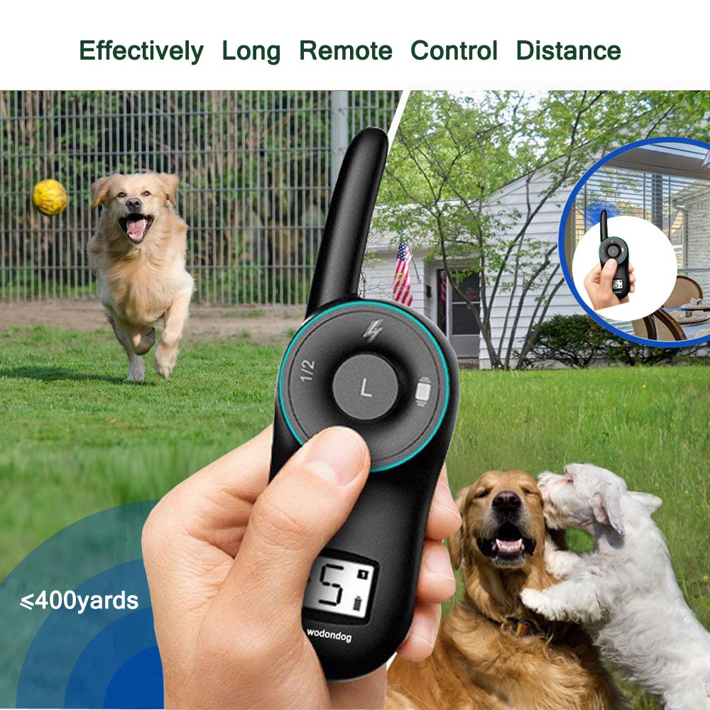 Dog Training Collar Remote – Rechargeable Waterproof Collar Receiver Training Devices for Small Medium Large Dogs with Tone Vibration Electrostatic Shock, Light LCD Screen, 400M Range, Dogs Over 10lbs