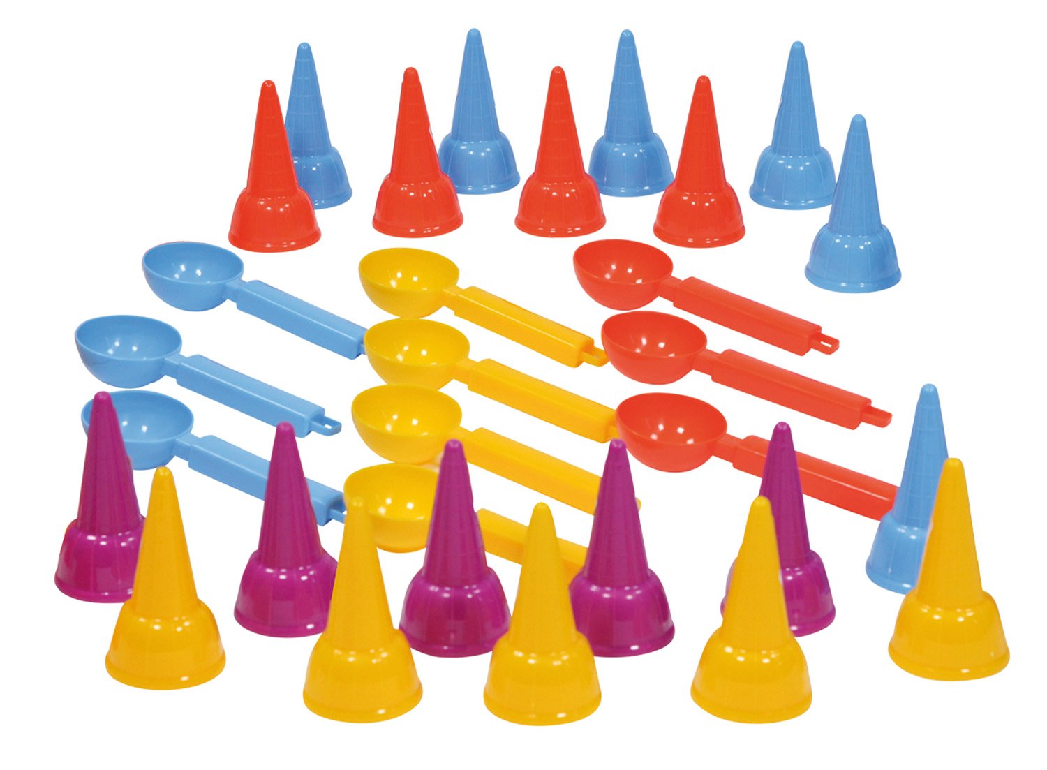 Lena 05501 Happy Sand Kiga Set Ice Cream Cones and Ice Cream Spoon, 30 Pieces, Sand Toy for Children from 2 Years, Equipment for Nursery or Birthday Party with 20 Ice Cream Cones and 10 Spoons