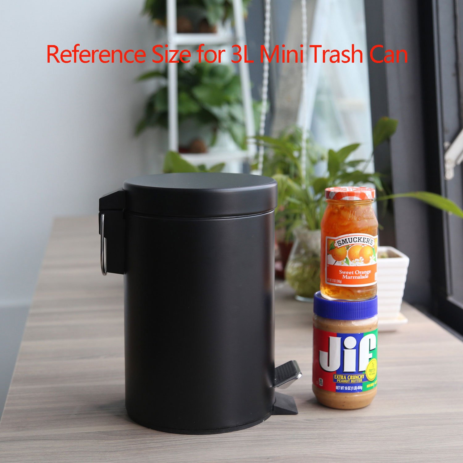 H+LUX Trash Can,Round Mini Trash Can with Soft Close Lid and Removable Inner Wastebasket for Bathroom Bedroom Office,Fingerprint Resistance,0.8 Gallon/3 Liter,Black
