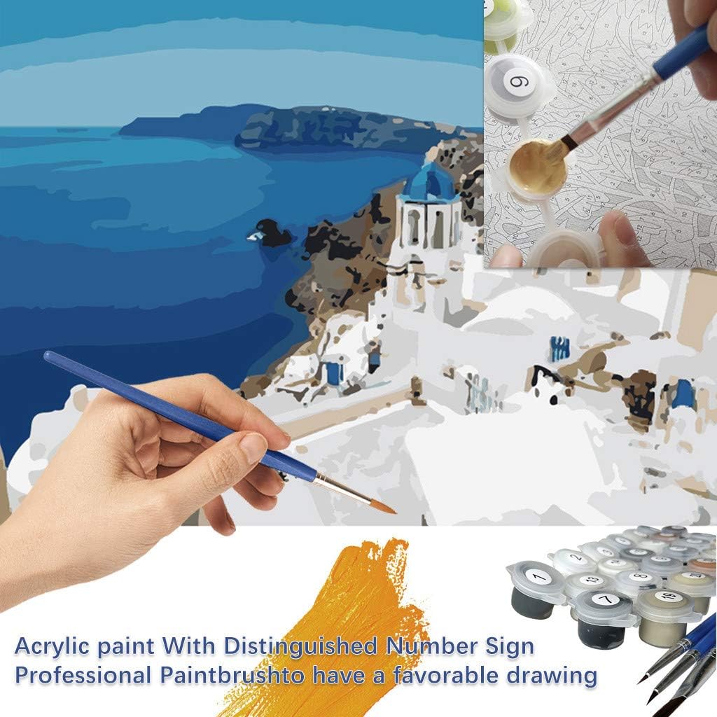 DIY Paint by Numbers Kit for Adults - Paint by Number Kit On Canvas for Beginners | Home Wall Decor | Pre-Printed Art-Quality Canvas 20โ x 16โ, 3 Brushes, 24 Acrylic Paints (g)