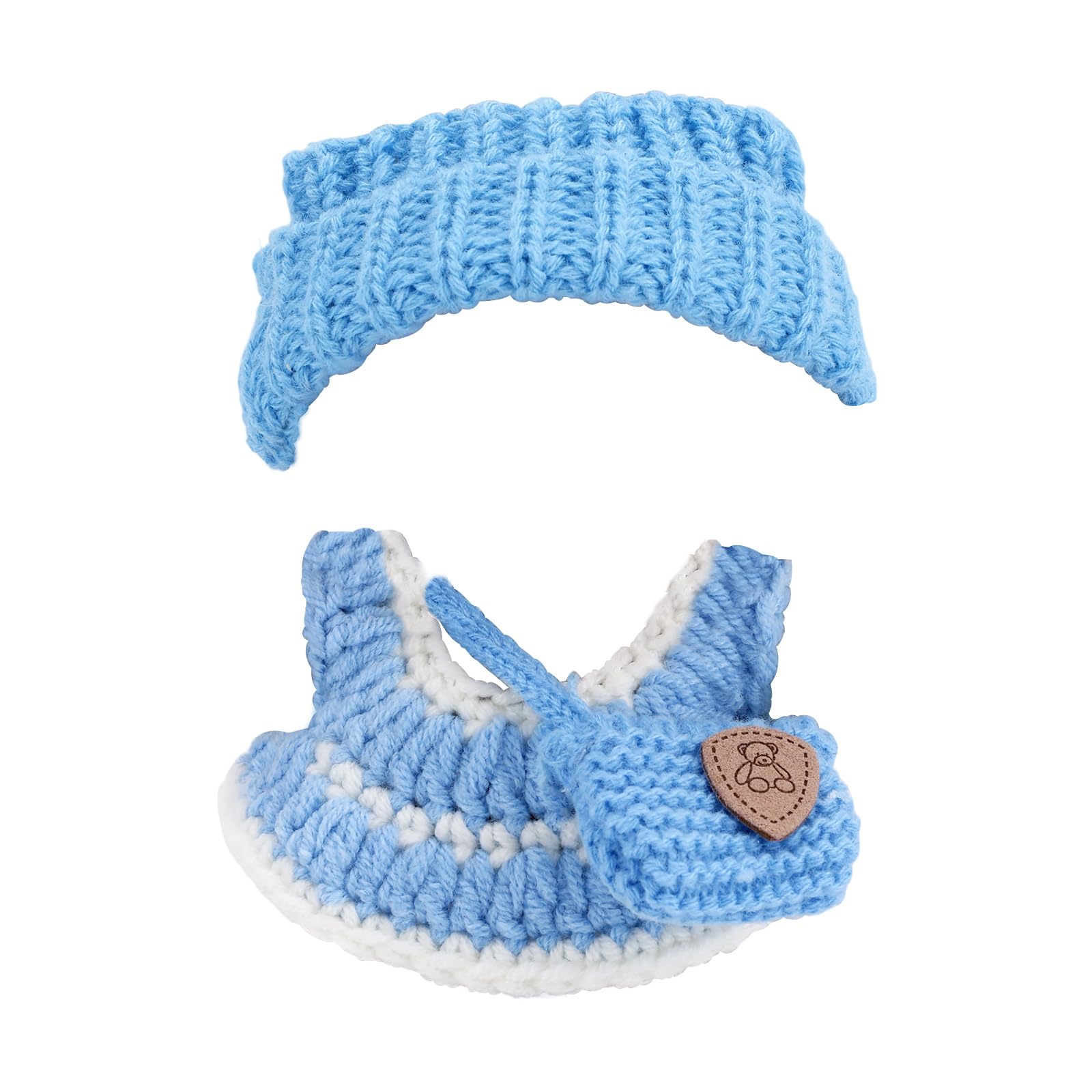 Sinbana 3pcs Doll Clothes Set for 17cm/6.7in Dolls, Includes Cashmere Hat Skirt & Bag Cute and Stylish Doll Outfit Clothing Replacement Accessories Only (Blue)