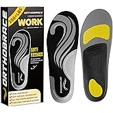 Orthobrace Work Insoles for Standing All Day, 200+lbs Heavy Duty High Arch Support Inserts, Foot Pain Relief for Plantar Fasciitis, Anti Fatigue,Work Boot Shoe Insoles Men Women-L