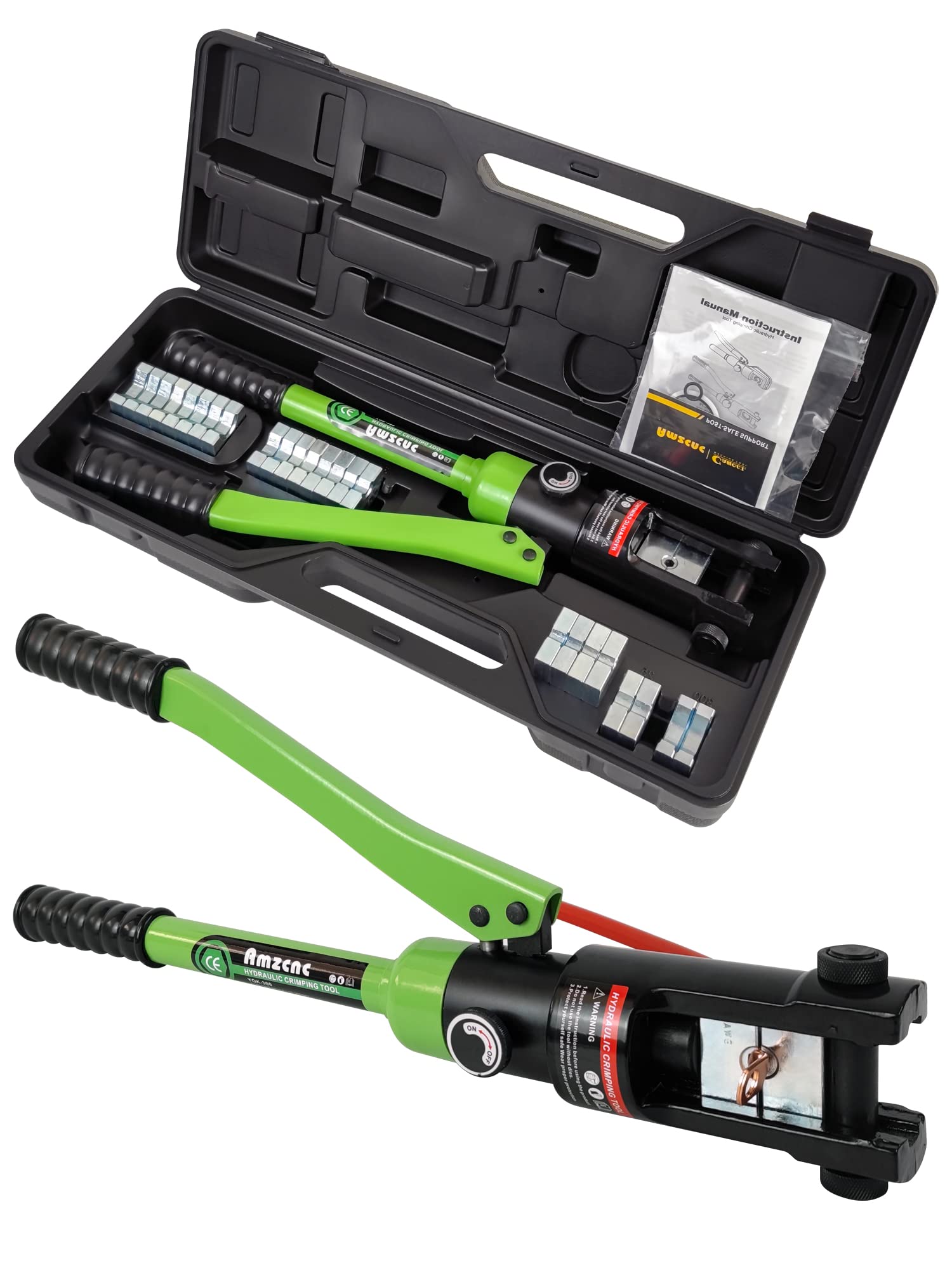 Industrial Hydraulic Cable Lug Crimper 16TON 8mm² to 300mm² Electrical Terminal Cable Wire Tool Kit Includes 13 Pairs of Die Sets