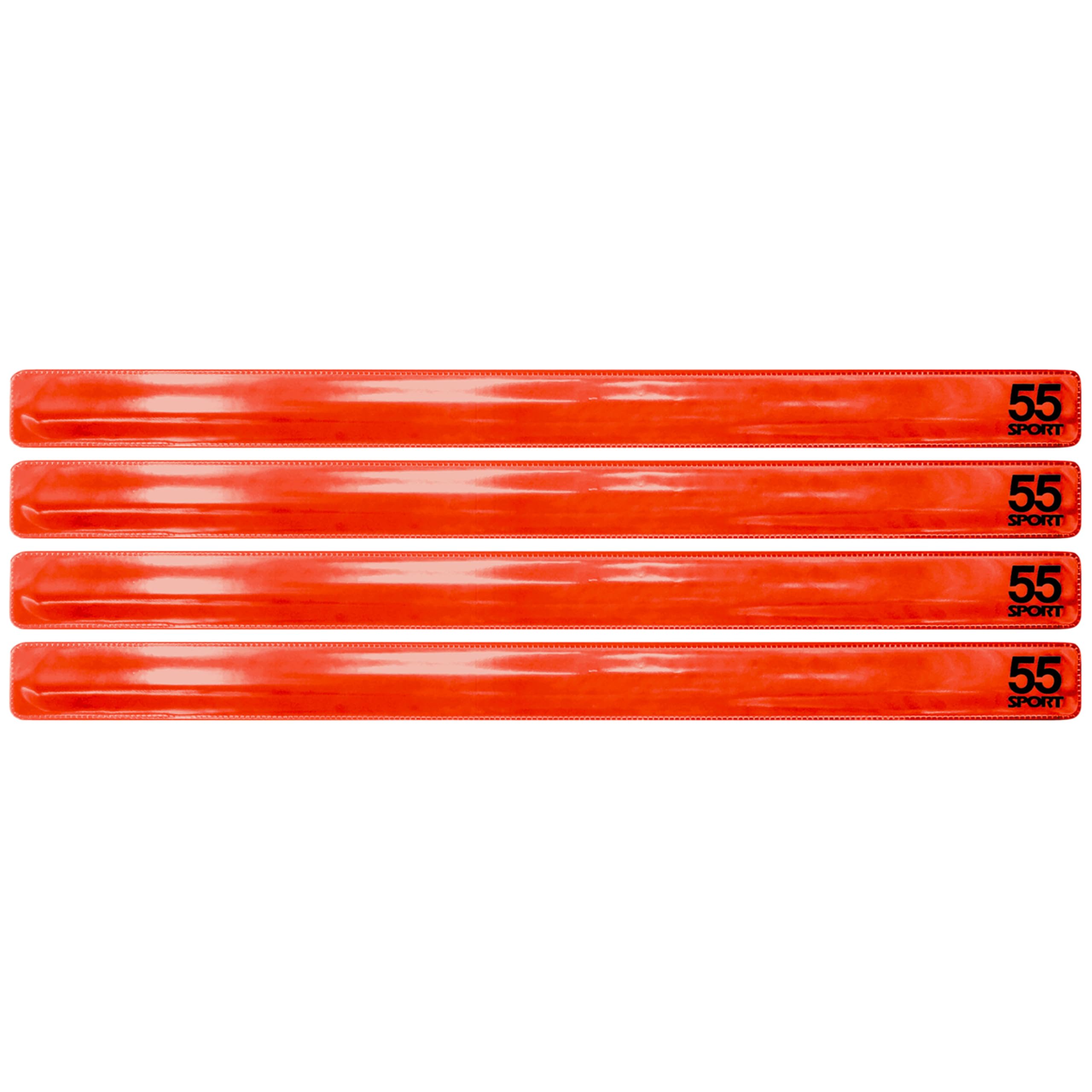 55 Sport Highly Reflective Hi-Vis Slap On Wrist/Ankle Bands - Orange - 4 Pack