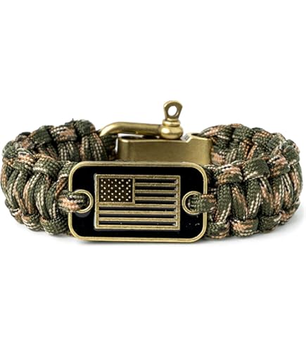 Desert Camo Paracord Bronze Flag Bracelet: Helps Pair Veterans With A Service Do