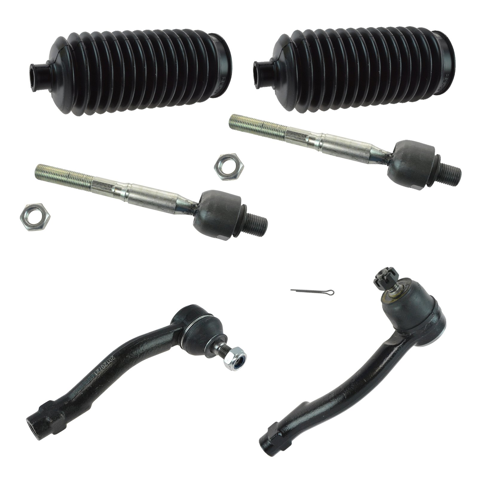 TRQ Front Driver & Passenger Side Steering Kit Steering Rack & Pinion Bellow Tie Rod Compatible with 1999-2005 Hyundai Sonata 2001 XG300 2002-2005 XG350 2001-2006 Kia Optima