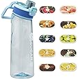 FLRWDJL Upgrade Air Scented Up Water Bottle Set, Scent Water Bottle(24 oz/700 ml) with 10 Fruit Flavour Pods, Fruit Fragrance Scented Water Cup BPA Free Sports Water Cup for School, Gym(Blue)