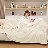 Heated Blanket Throw, Electric Throw Blanket with 5 Heating Levels & 4 Hours Auto Off, Soft Cozy Flannel Sherpa Electric Heated Blanket with ETL Certified for Office, 50"x60", White