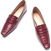 C.Paravano Loafer Women Penny Loafers Flat Shoes for Women Slip On Shoes Crocodile-Embossed