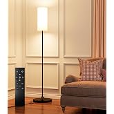 USTO Dimmable Floor Lamp with Remote,12W Led Bulb and Foot Switch, Black | Standing Lamp with Lampshade,Tall Lamp with Remote Custom Color Temperature Pole for Bedroom, Office, Kids &amp; Living Room,