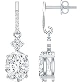 Certified 4 Carat Moissanite Dangle Earrings in Silver, D-Vs1 Quality, Moissanite Bridal Earrings - Ready To Gift