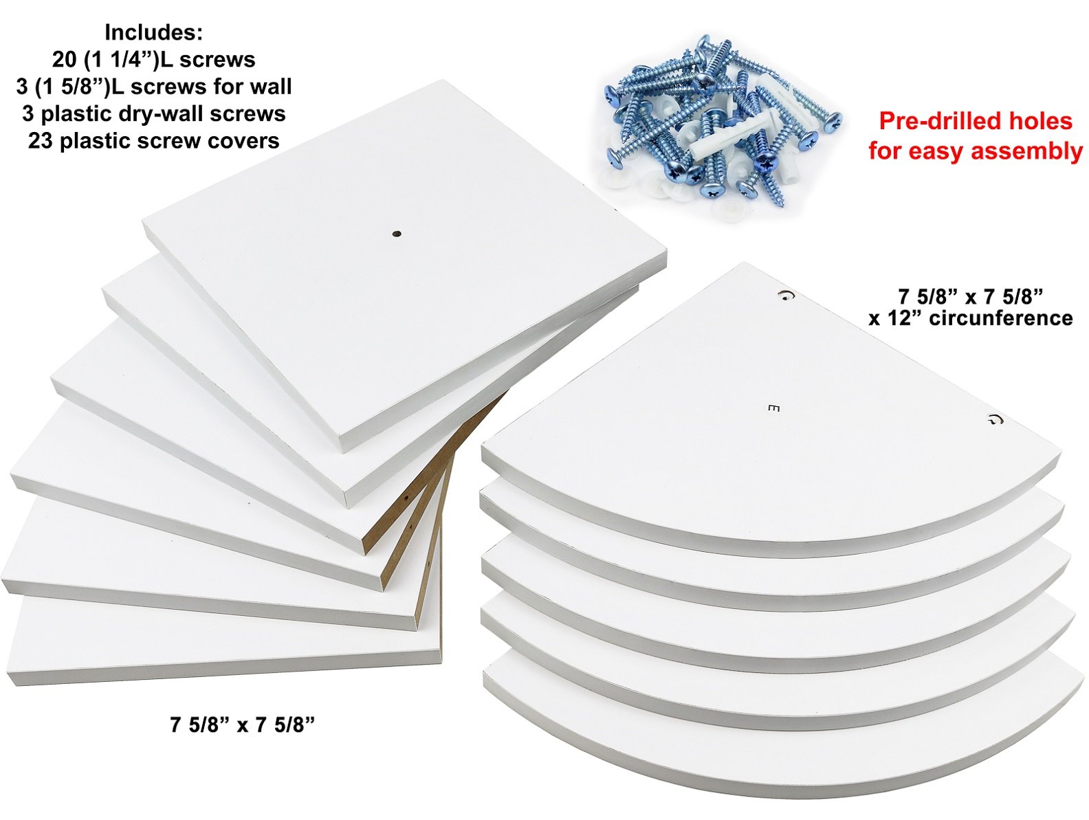 Greenco 5 Tier Wall Mount Corner Shelves White Finish