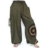 Siamrose Baggy Harem Pants Men Women, Wide Leg Yoga Lounge Trousers, Adjustable Length, 2 Pockets, One Size