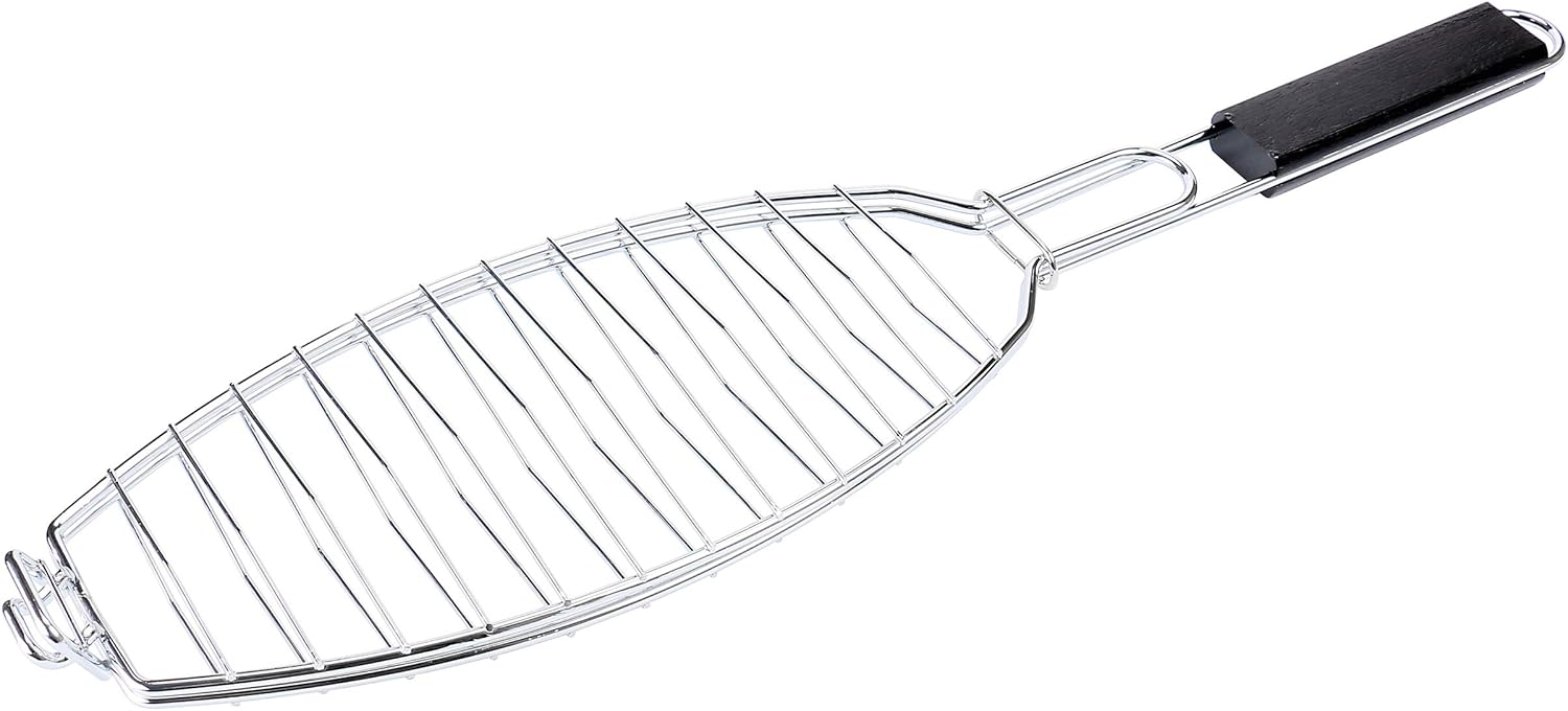 Jamestown Fischbräter mit Einer großen Kammer zum Braten | Grillzubehör aus verchromtem Stahl den Maßen 55 x 14 x 3,5 cm